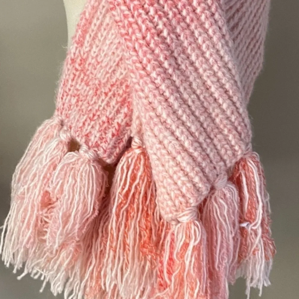 Anthropologie Pink Fringe Cozy Scarf